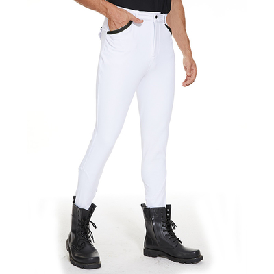 White Men Horse Riding Legging Half Knee Silicone Equitacion Breeches